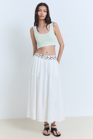 Top maille bords contrastants - Vert
