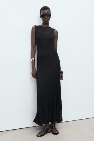 Robe longue dentelle - Noir