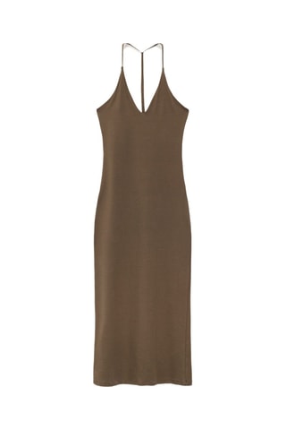 Robe midi décolletée dans le dos - Kaki