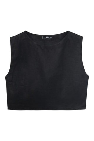 Top crop lin - Noir