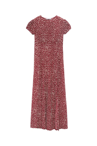 Robe imprimée fente latérale - Bordeaux