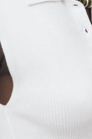 Top maille col polo - Blanc