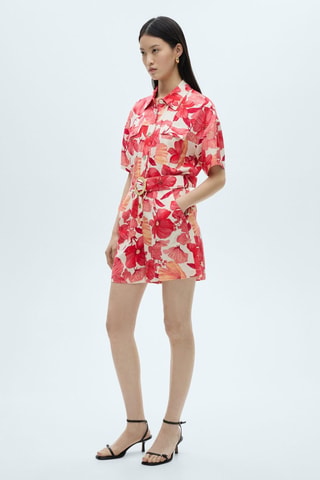 Combi-pantalon en imprimé fleuri - Rouge