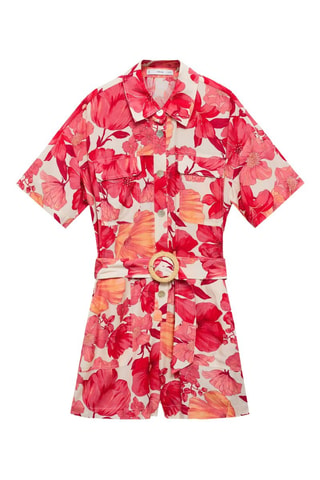 Combi-pantalon en imprimé fleuri - Rouge