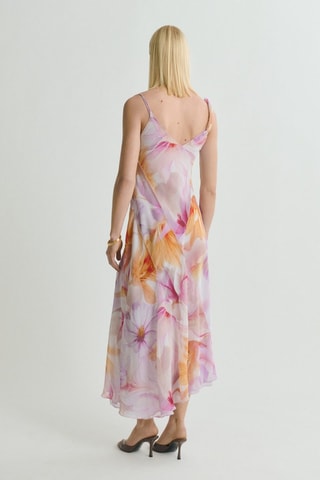 Robe imprimé fleurs avec bretelles asymétriques - Violet
