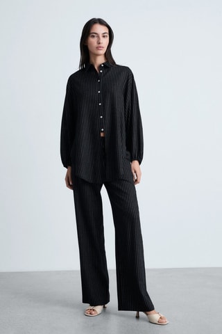 Pantalon droit à rayures - Noir