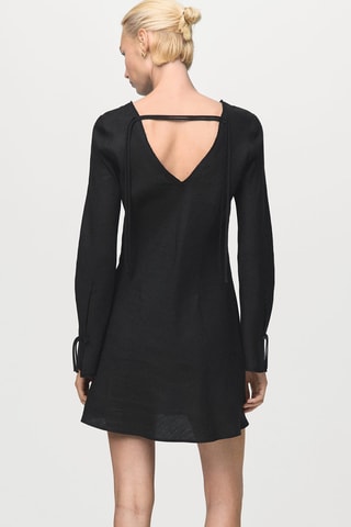 Robe lin ouverture dos - Noir