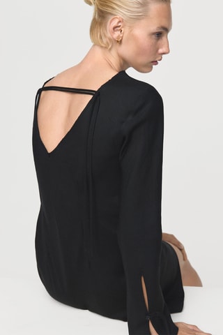 Robe lin ouverture dos - Noir