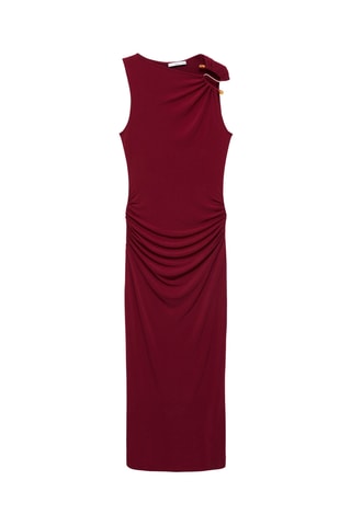 Robe drapée détail bijou - Bordeaux