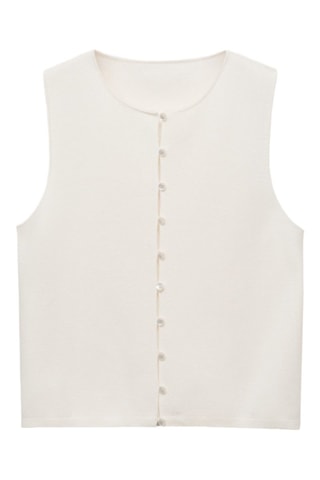 Gilet maille fine boutons - Blanc