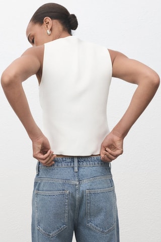 Gilet maille boutons bijoux - Blanc