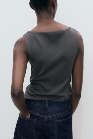 Top bretelles col bateau - Gris