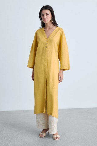 Robe lin oversize - Jaune