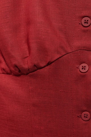 Robe en lin mélangé à boutons - Orange