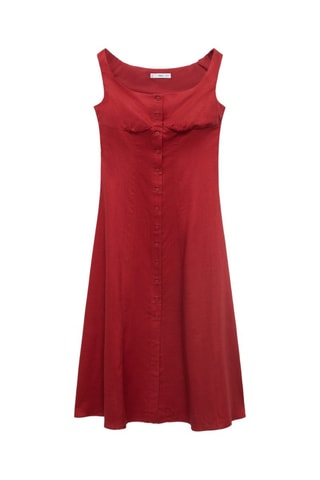 Robe en lin mélangé à boutons - Orange