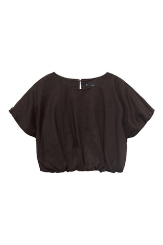Chemisier en ramie court bouffant - Marron