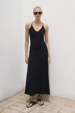 Top en coton dos nu - Noir