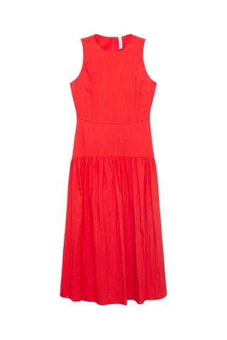Robe longue ourlet froncé - Rouge