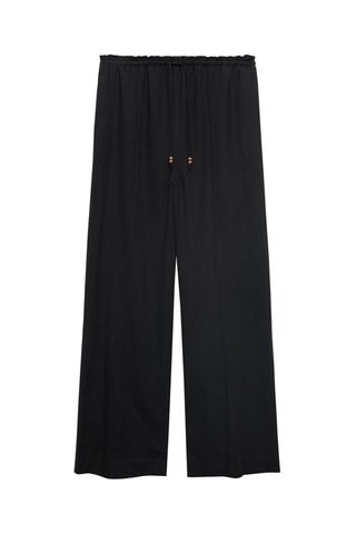 Pantalon lin taille élastique - Noir