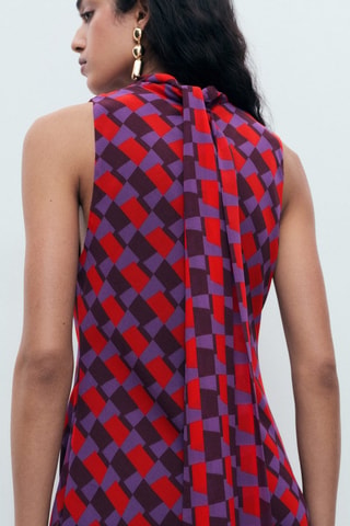 Robe imprimée détail nœud - Violet