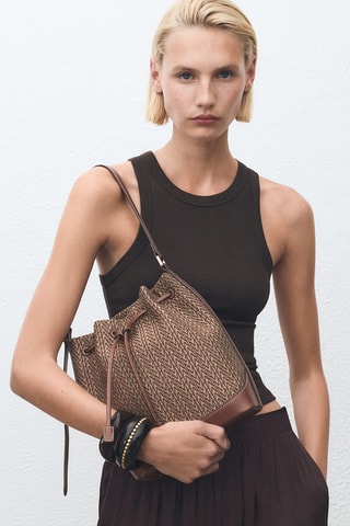 Sac seau avec logo jacquard - Marron