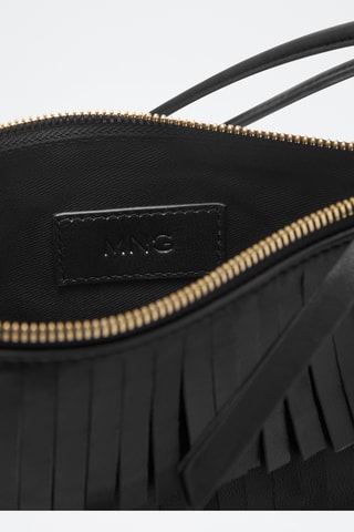 Sac porté épaule cuir à franges - Noir