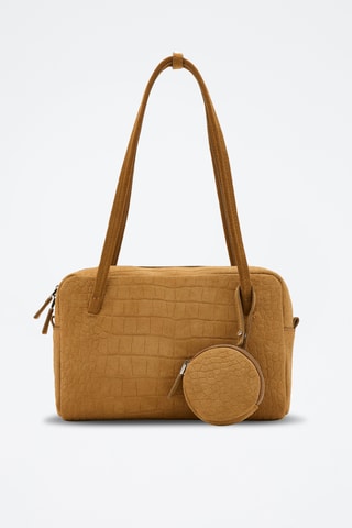Petit sac bowling en daim - Beige
