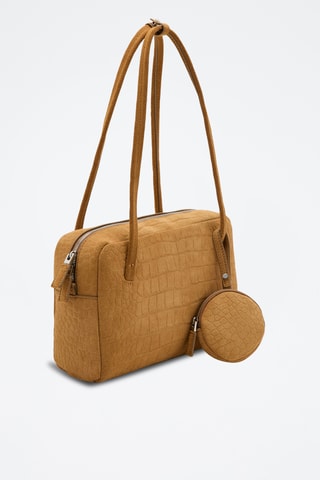 Petit sac bowling en daim - Beige