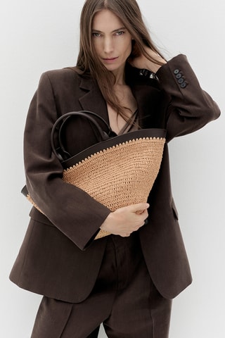 Grand sac double anse fibre naturelle - Marron