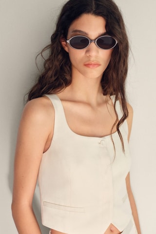 Gilet de costume lin mélangé - Blanc