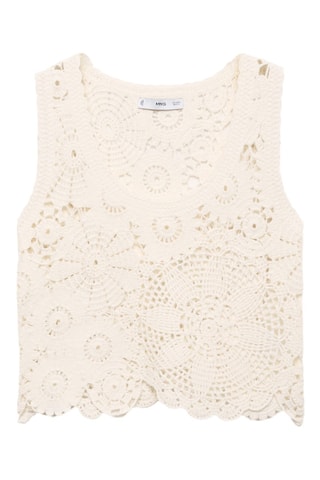 Top crochet fleurs - Blanc