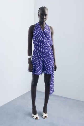 Robe cache-cœur à pois - Marron
