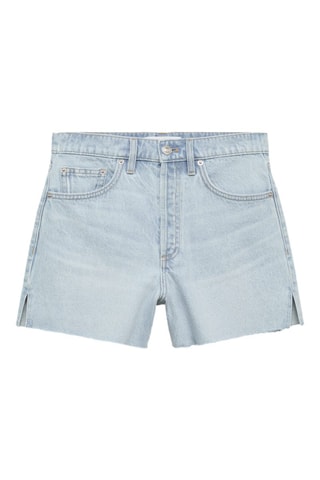 Short en jean bas effiloché - Bleu