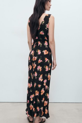 Robe longue fleurie - Noir