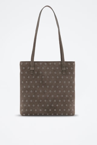 Sac porté épaule cuir perforé - Marron