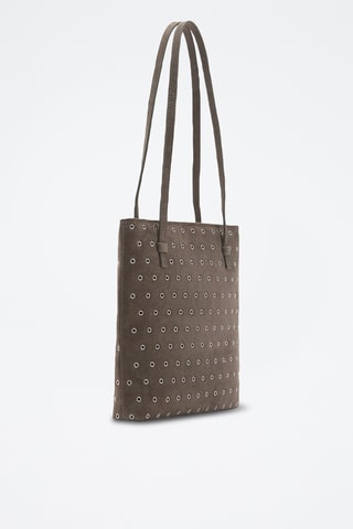 Sac porté épaule cuir perforé - Marron