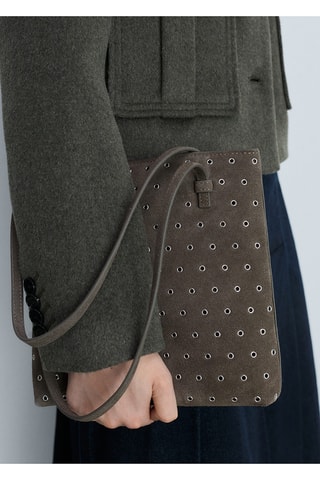 Sac porté épaule cuir perforé - Marron