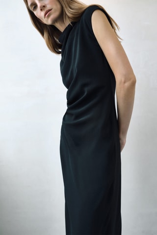 Robe midi froncée - Noir
