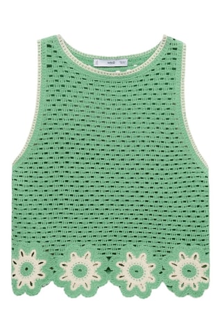Top en crochet finitions à fleurs - Vert