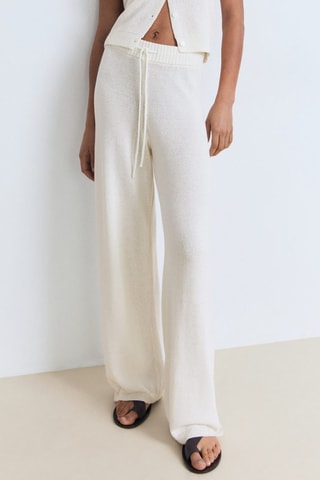 Pantalon maille ajourée - Blanc
