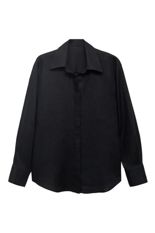 Chemise lin oversize - Noir