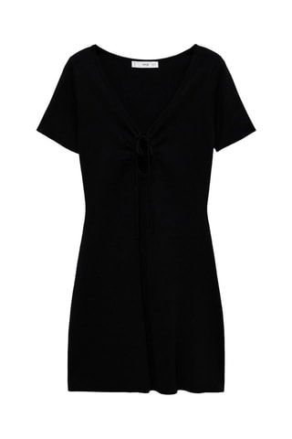 Robe en maille décolleté nœud - Noir