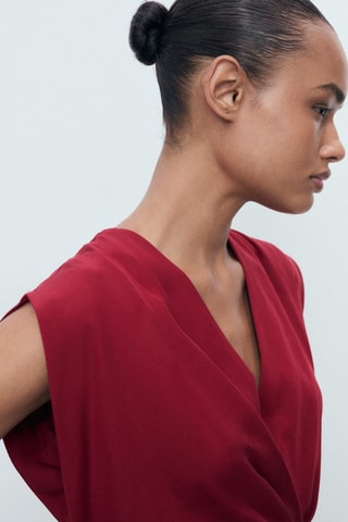 Robe lyocell croisée - Rouge