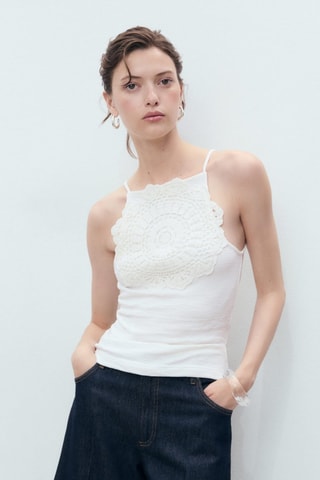 Top empiècement crochet - Blanc