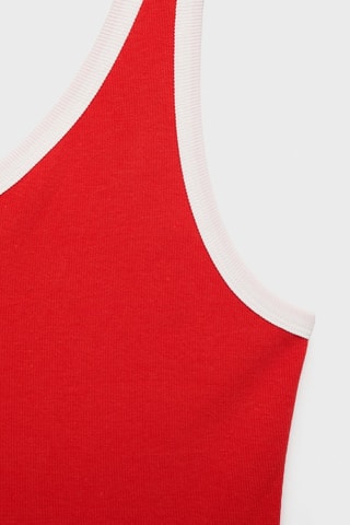 Top asymétrique liseré contrastant - Rouge