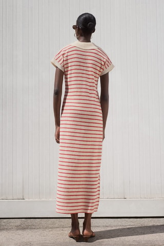 Robe longue maille rayures - Rouge