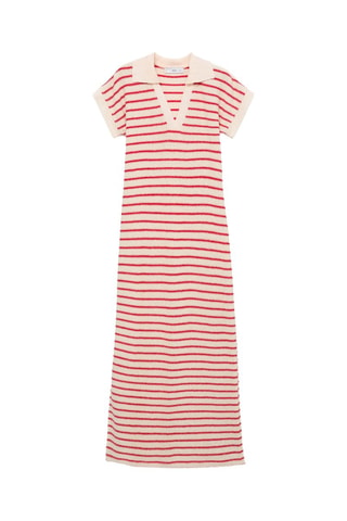 Robe longue maille rayures - Rouge