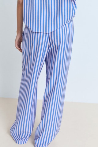 Pantalon droit imprimé rayures - Bleu