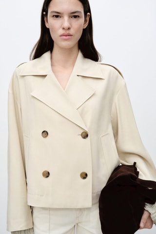 Trench crop double boutonnage - Gris