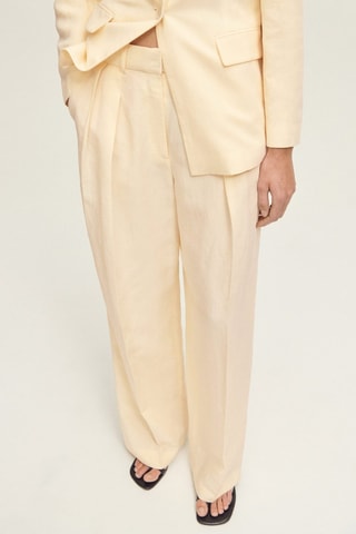 Pantalon de costume droit lin mélangé - Jaune